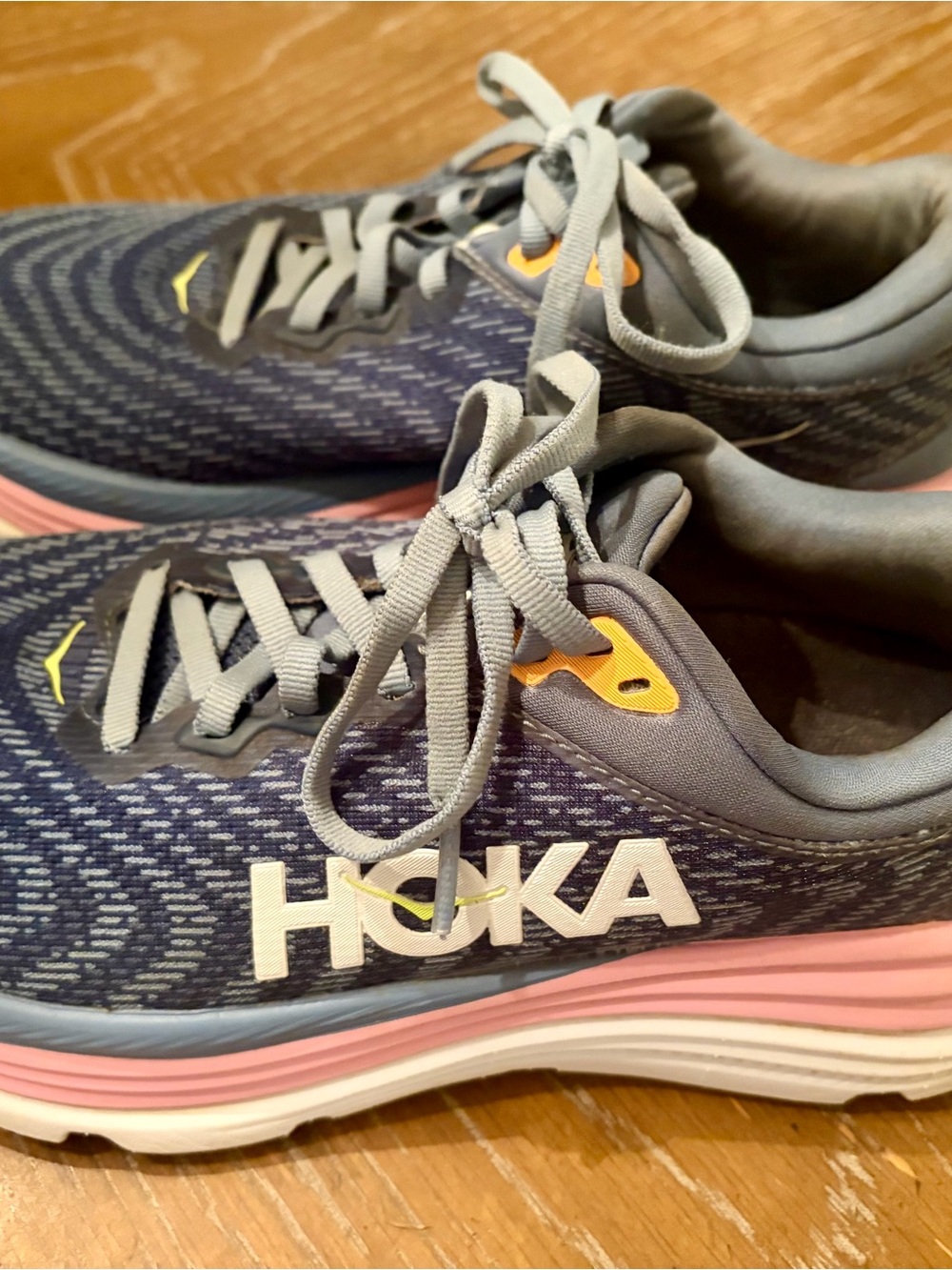 Hoka Woman’s Light Blue and Pink Gaviota5 Athletic Shoes